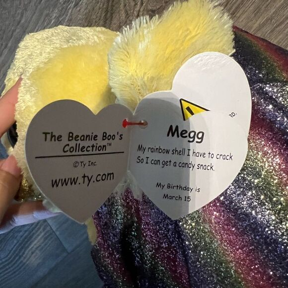 TY Beanie Boos - MEGG the Chick in Rainbow Egg Shell (Glitter Eyes)9 inches - Picture 8 of 8